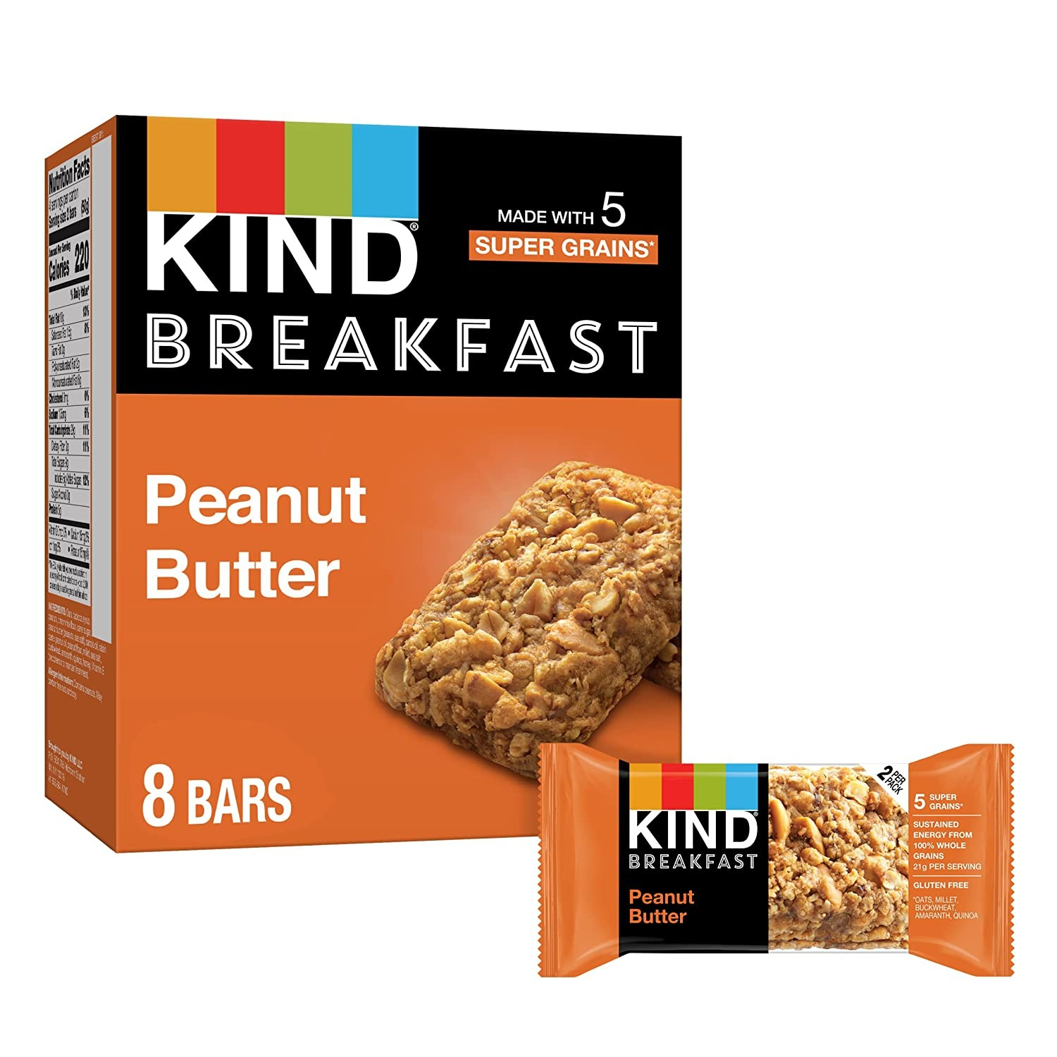 KIND Breakfast Bars - Peanut Butter - 8 Adet