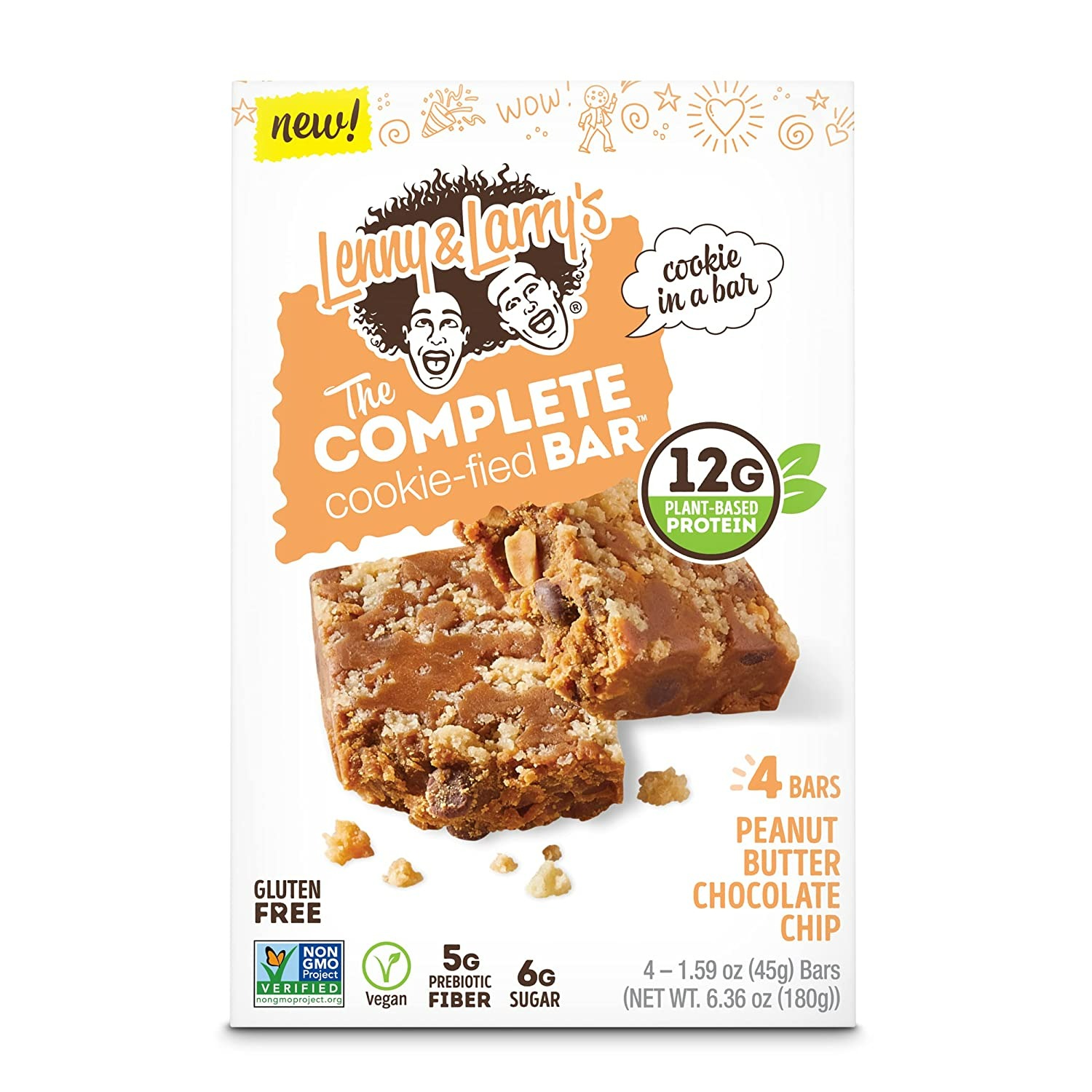 Lenny & Larry's The Complete Cookie-fied Bar - Peanut Butter Chocolate Chip Plant-Based Protein Bar - 9 Adet