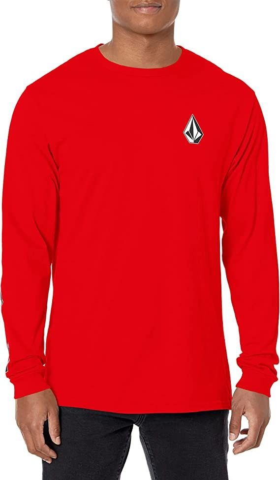 Volcom Men's Iconic Deadly Stones Long Sleeve T-Shirt - Kırmızı