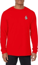 Volcom Men's Iconic Deadly Stones Long Sleeve T-Shirt - Kırmızı