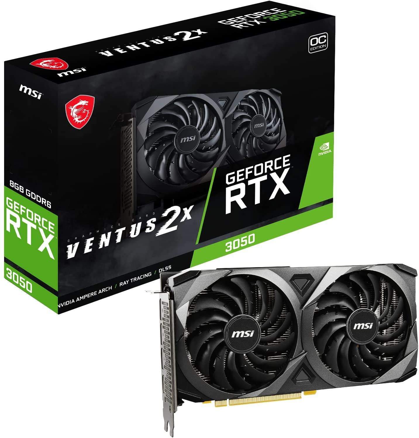 MSI Gaming GeForce RTX 3050 8GB GDRR6 128-Bit 4 Torx Twin Fans Ampere OC Graphics Card