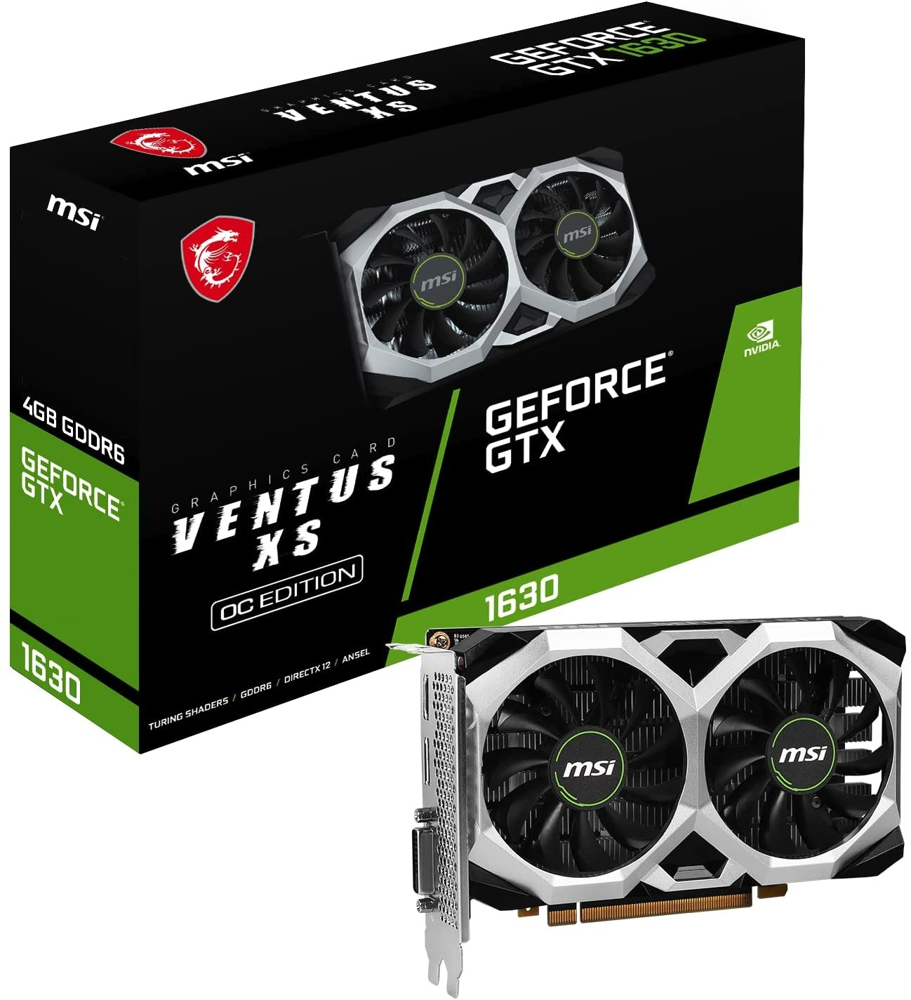 MSI Gaming GeForce GTX 1630 4GB GDRR6 64-Bit Dual Fan OC Graphics Card