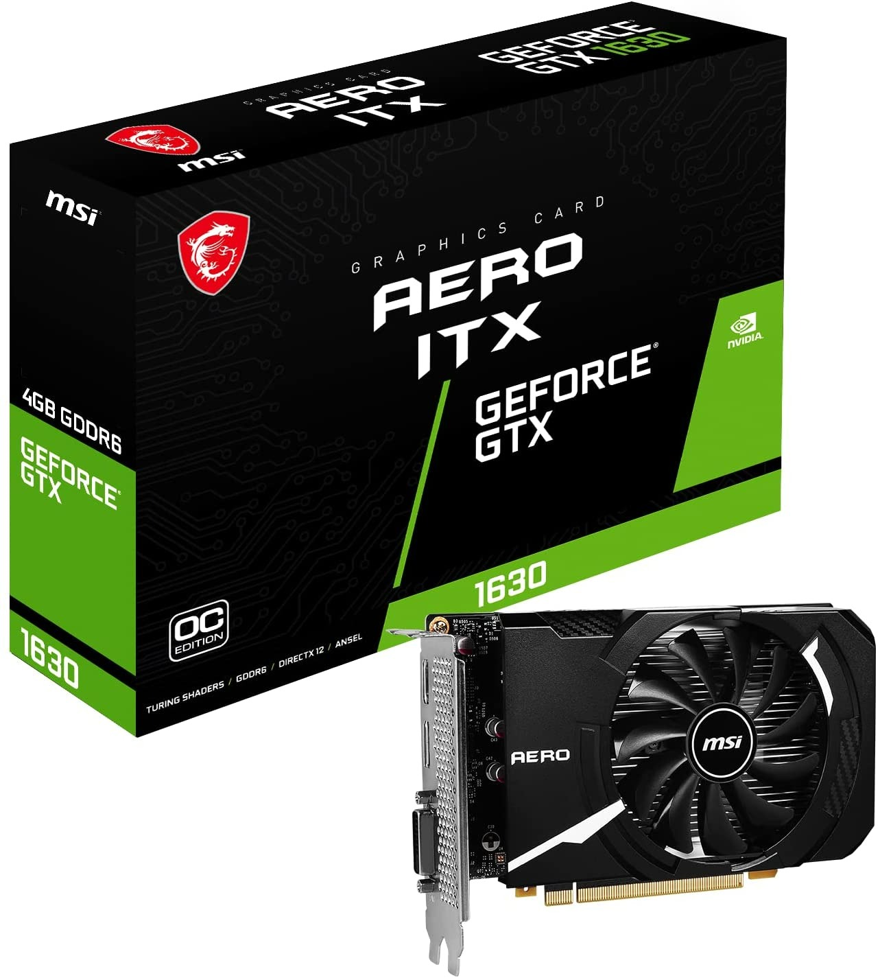 MSI Gaming GeForce GTX 1630 4GB GDRR6 64-Bit Single Fan OC ITX Graphics Card