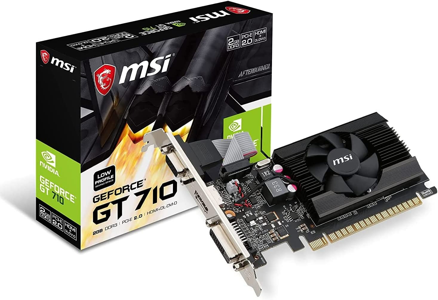 MSI Gaming GeForce GT 710 2GB GDRR3 64-bit HDCP Support DirectX 12 OpenGL 4.5 Single Fan Low Profile Graphics Card