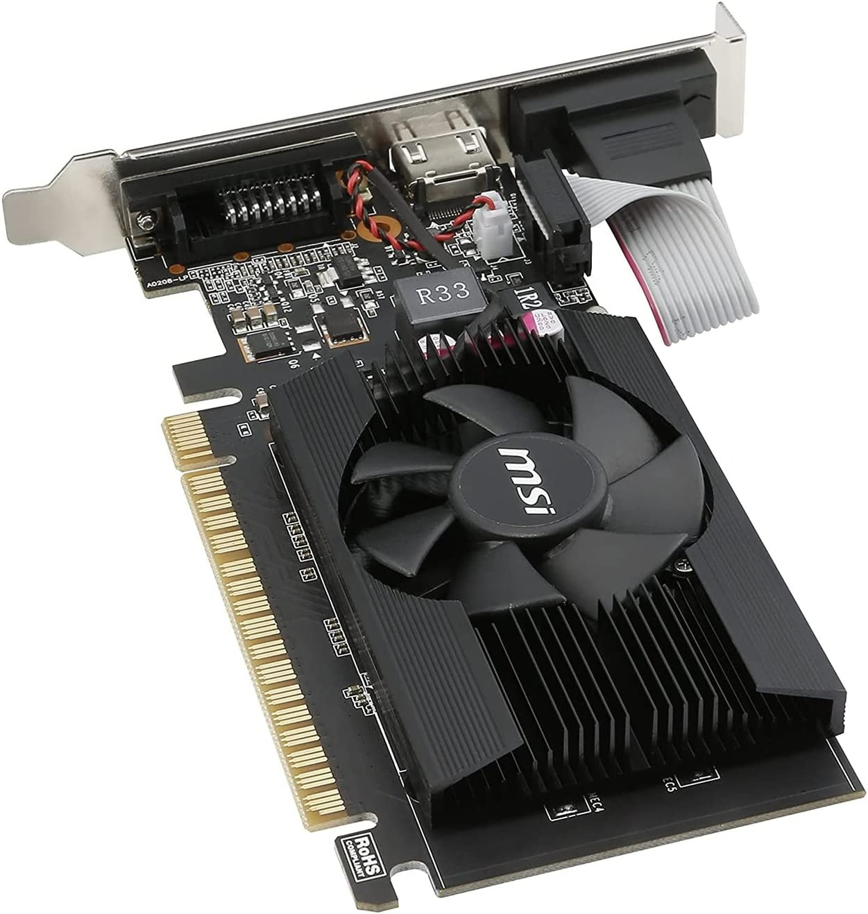 MSI Gaming GeForce GT 710 2GB GDRR3 64-bit HDCP Support DirectX 12 OpenGL 4.5 Single Fan Low Profile Graphics Card