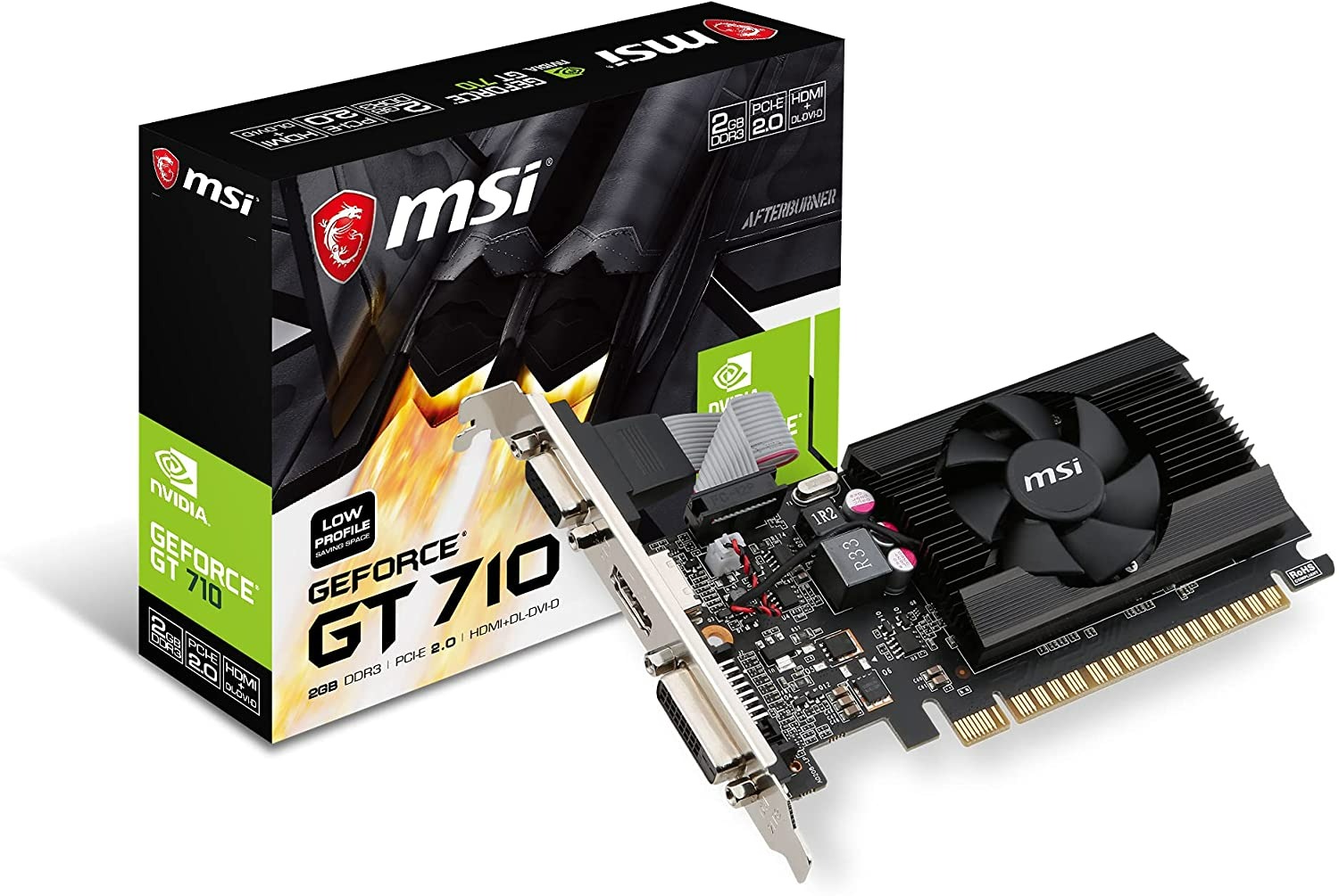 MSI GAMING GeForce GT 710 2GB GDRR3 64-bit HDCP Support DirectX 12 OpenGL 4.5 Heat Sink Low Profile Graphics Card