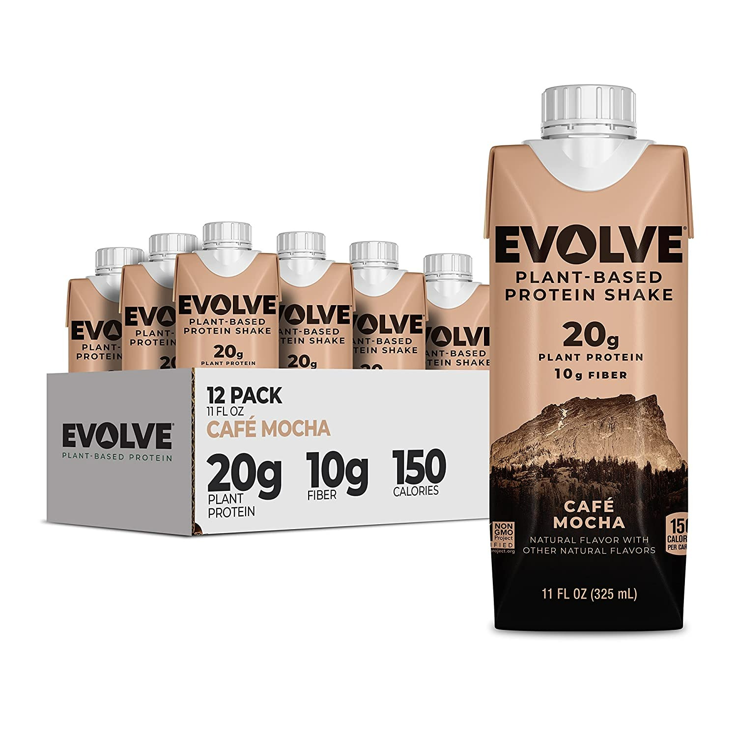 Evolve Plant Based Protein Shake - Café Mocha - 20g Vegan Protein - 12'li Paket