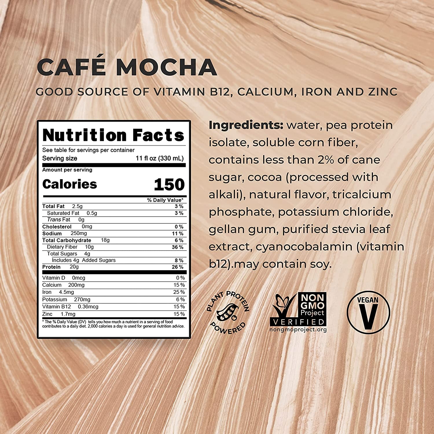 Evolve Plant Based Protein Shake - Café Mocha - 20g Vegan Protein - 12'li Paket