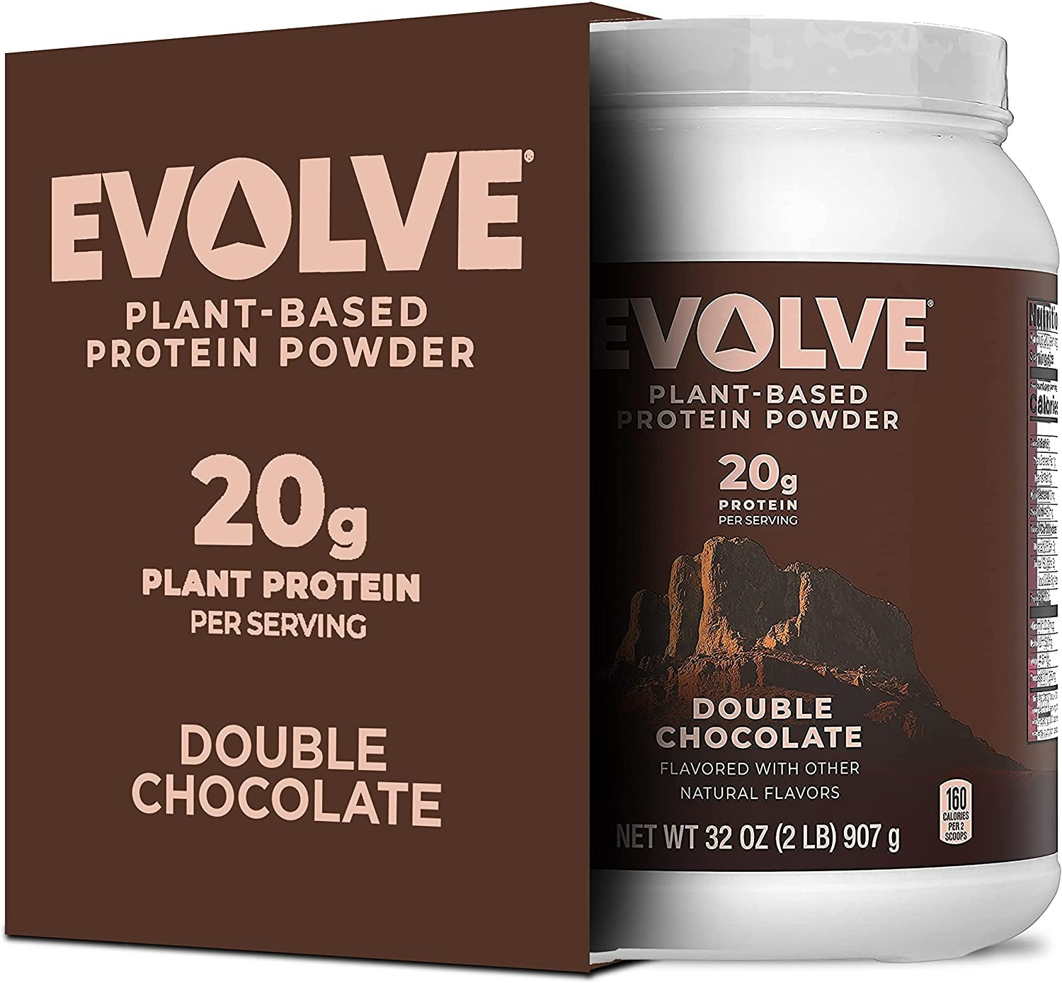 Evolve Plant Based Protein Powder - Double Chocolate - 20g Vegan Protein - 32 Oz