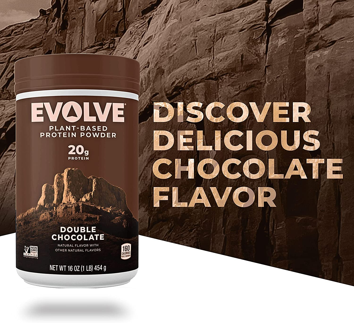 Evolve Plant Based Protein Powder - Double Chocolate - 20g Vegan Protein - 32 Oz