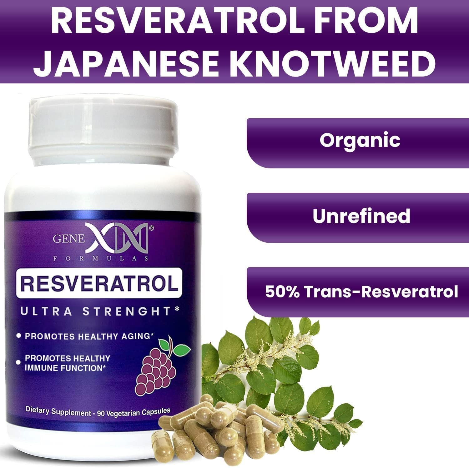 Genex Resveratrol Supplement Japanese Knotweed 1500 mg - 90 Adet