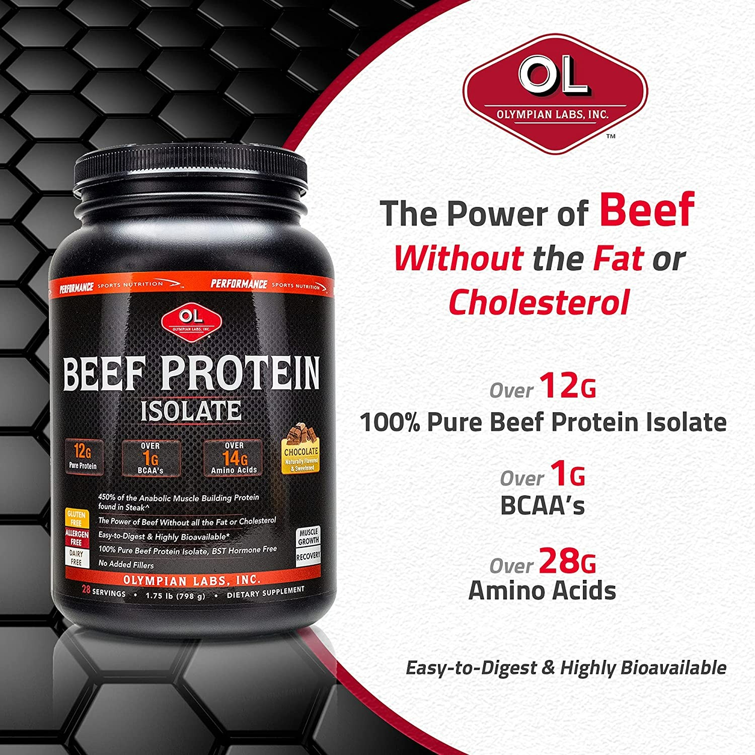 Olympian Labs Beef Protein Isolate - 16 Oz