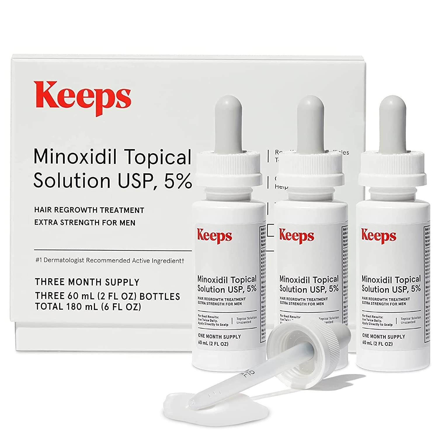 Keeps Extra Strength Minoxidil for Men Topical Hair Growth Serum - 3'lü Set - 2 Fl Oz