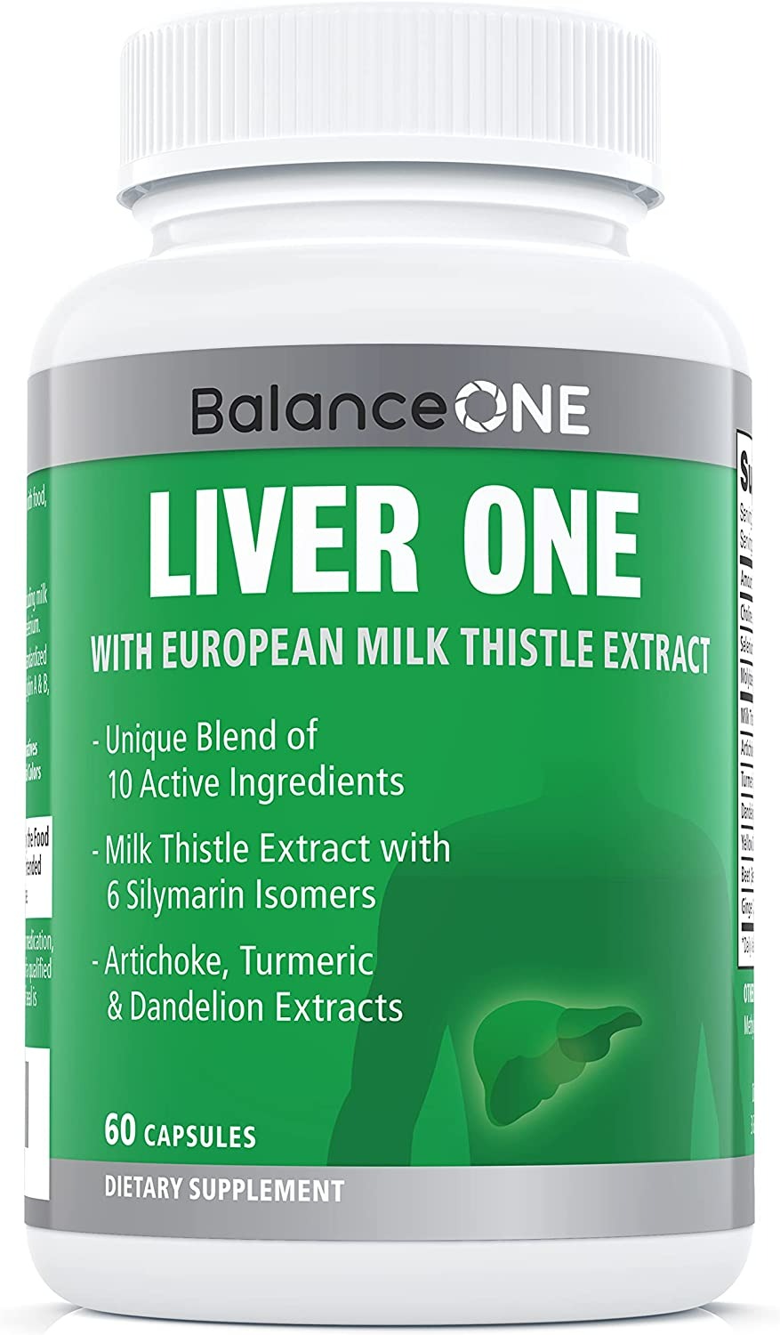 Balance One Liver One Supplements - 10 Antioxidant Ingredients for Natural Liver Support - 60 Adet