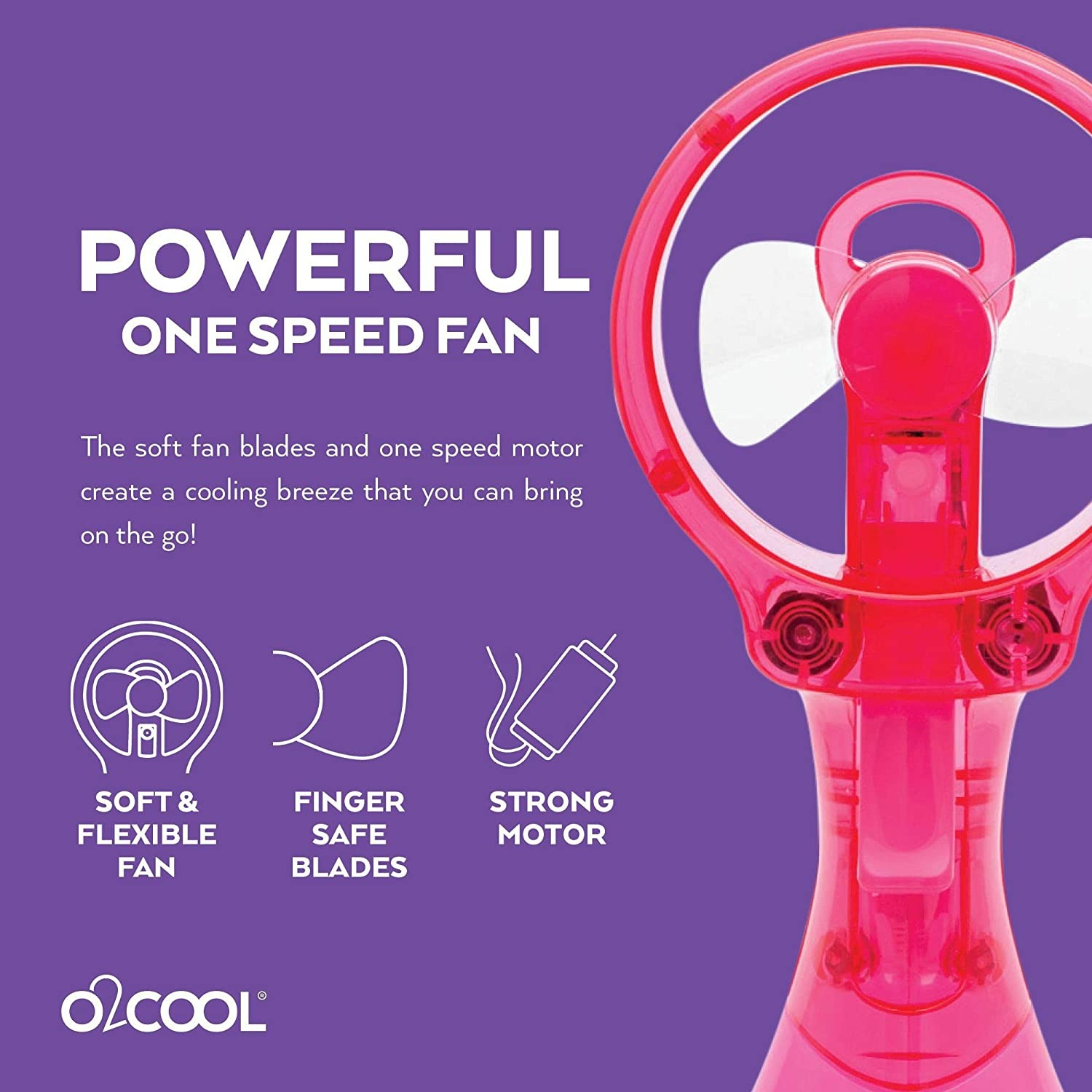 O2COOL Deluxe Handheld Battery Powered Water Misting Fan - 2 Adet - Rasberry