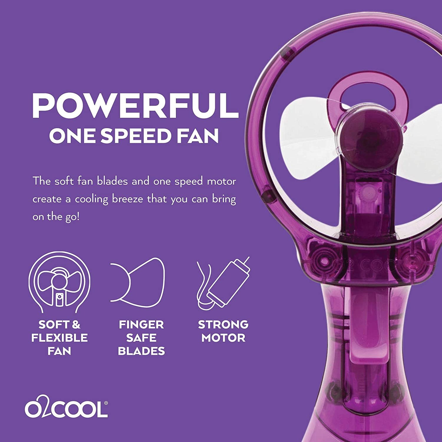 O2COOL Deluxe Handheld Battery Powered Water Misting Fan - 2 Adet - Purple