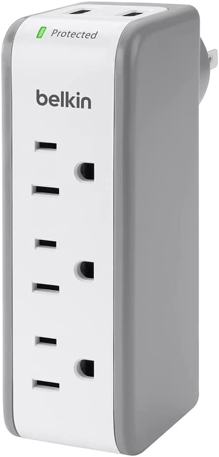 Belkin Wall Mount Surge Protector w/ 3 AC Multi Outlets & 2 USB Ports