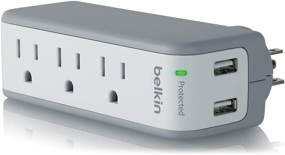 Belkin Wall Mount Surge Protector w/ 3 AC Multi Outlets & 2 USB Ports