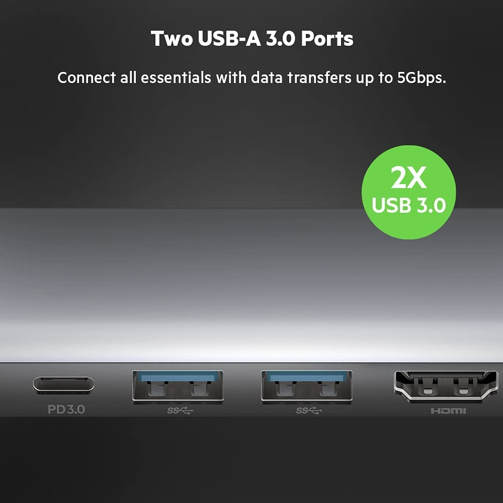 Belkin USB-C Hub, 7-in-1 MultiPort Docking Station