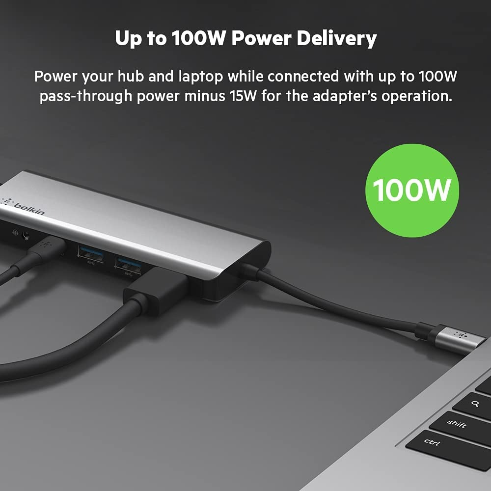 Belkin USB-C Hub, 7-in-1 MultiPort Docking Station