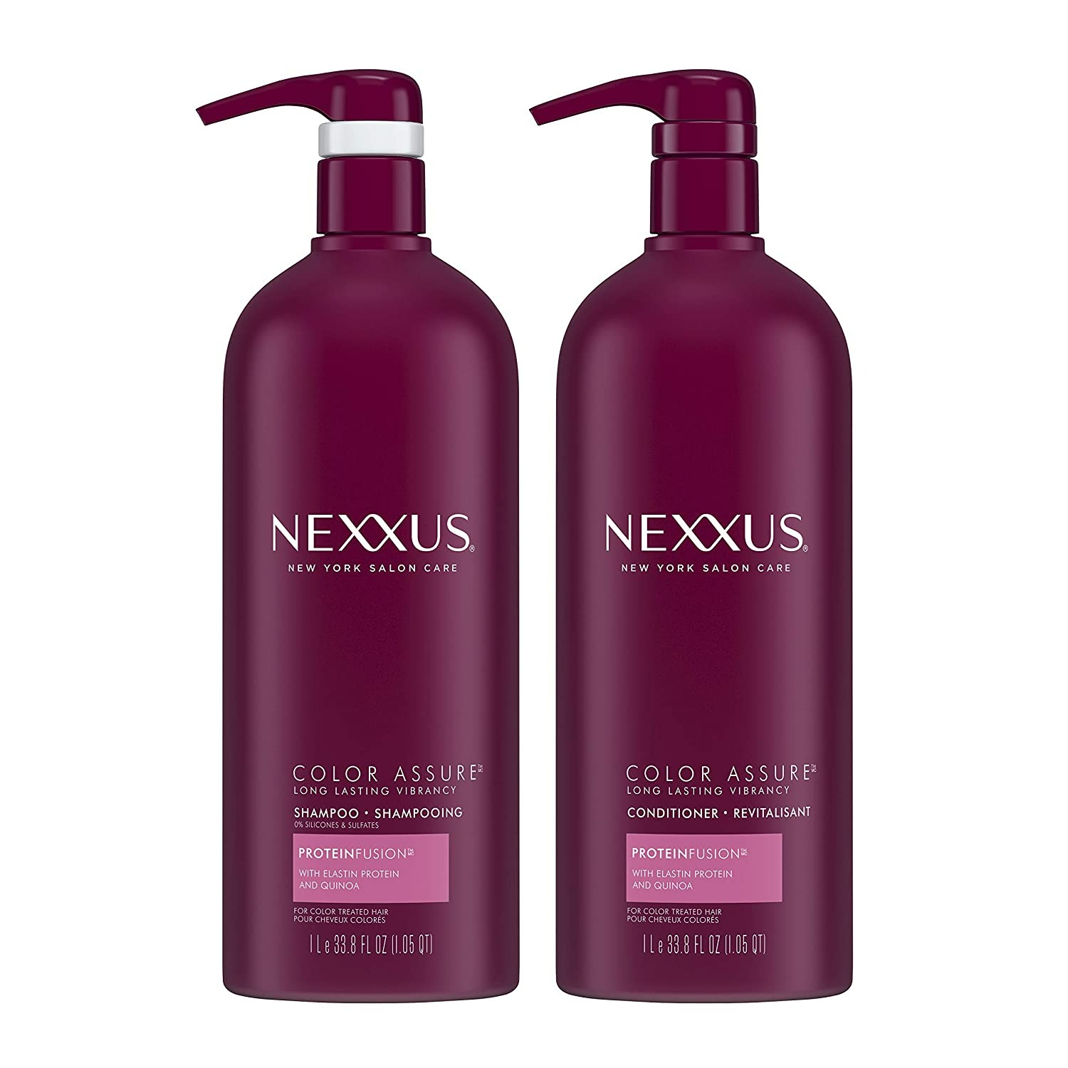 Nexxus Color Assure Shampoo and Conditioner for Color Treated Hair - 33.8 Oz - 2 Adet