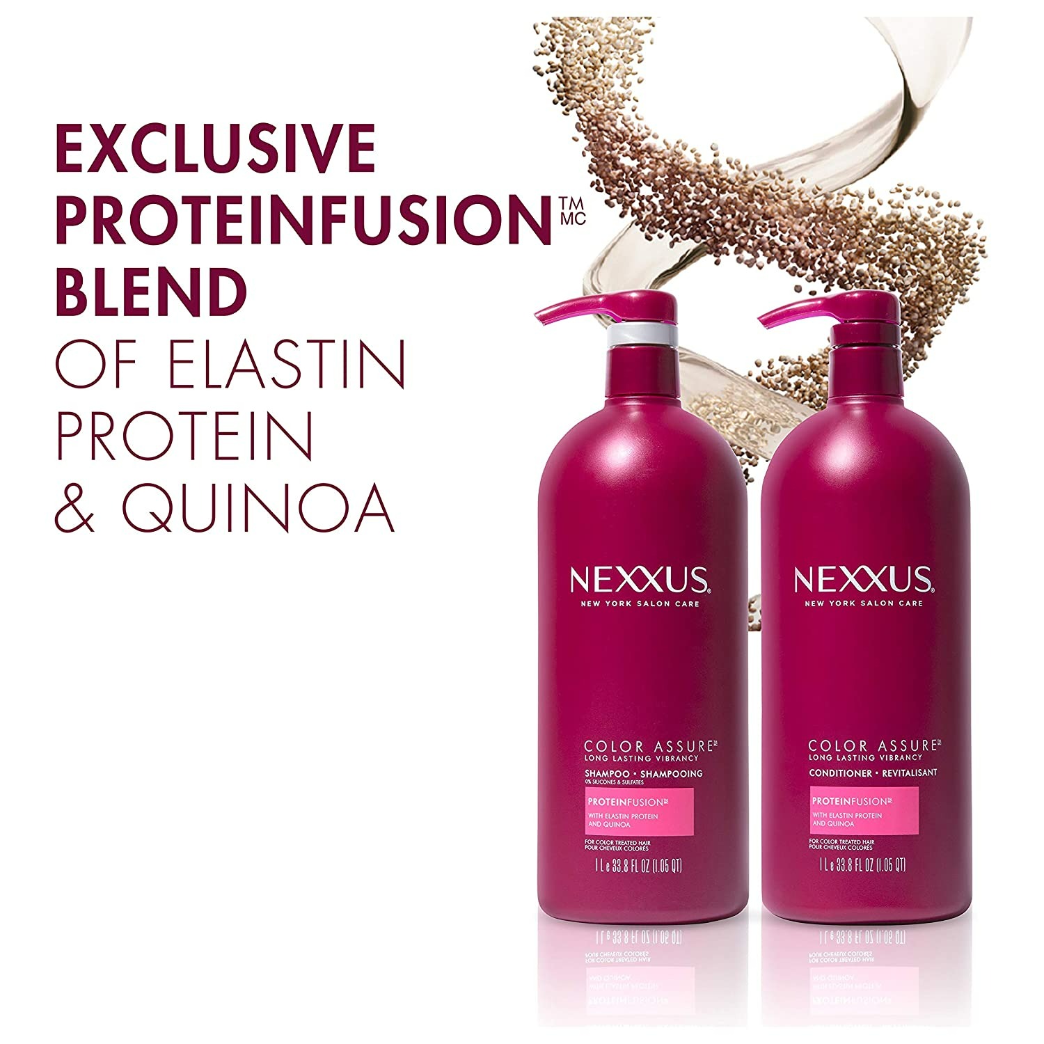 Nexxus Color Assure Shampoo and Conditioner for Color Treated Hair - 33.8 Oz - 2 Adet