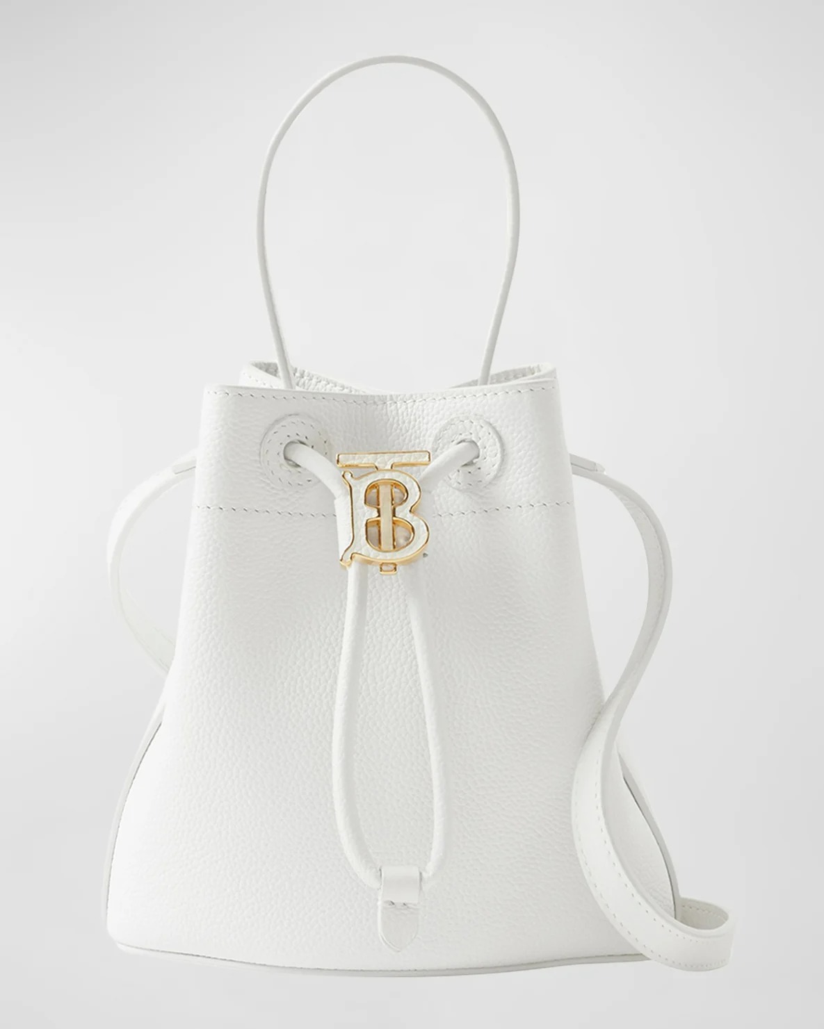 Burberry TB Drawstring Leather Bucket Bag