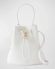 Burberry TB Drawstring Leather Bucket Bag