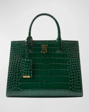 Burberry Frances Croc-Embossed Top-Handle Bag