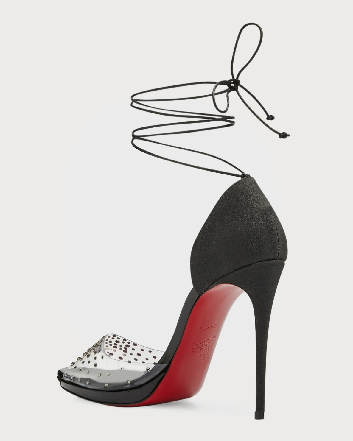 Christian Louboutin Degratina Crystal Ankle-Tie Red Sole Sandals