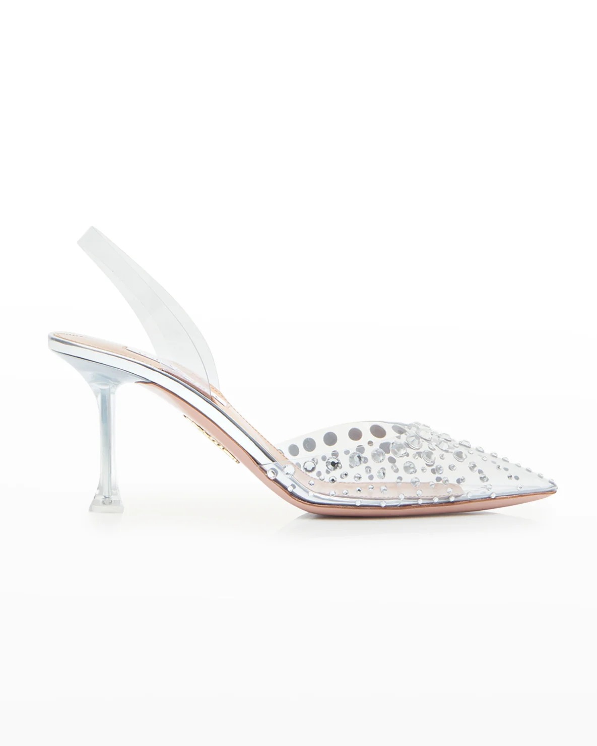 Aquazzura Starburst Embellished Clear Halter Pumps