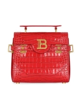 Balmain B-Buzz 23 Crocodile-Embossed Leather Top-Handle Bag