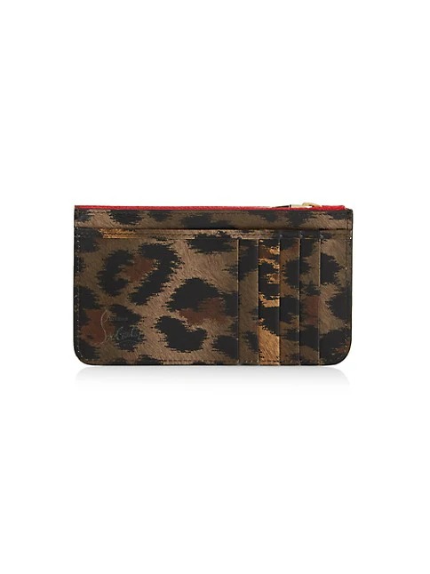 Christian Louboutin Loubi54 Leopard-Print Leather Card Holder