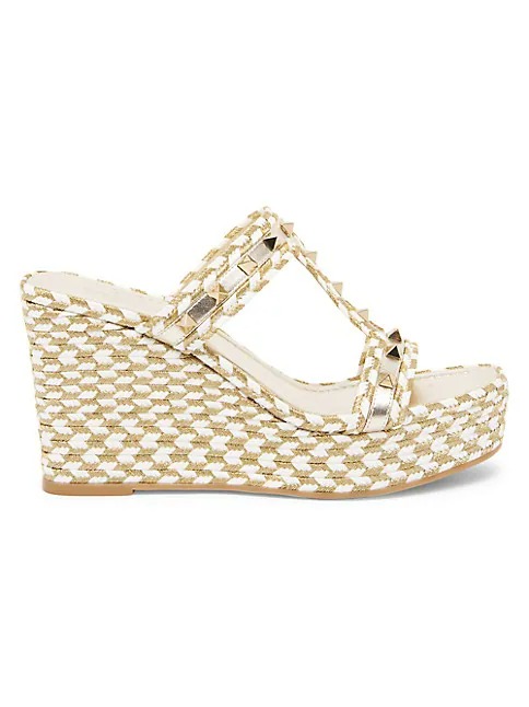 Valentino Garavani Rockstud Torchon 90MM Espadrille Wedge Sandals