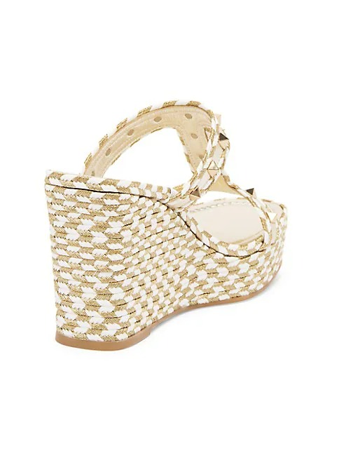 Valentino Garavani Rockstud Torchon 90MM Espadrille Wedge Sandals