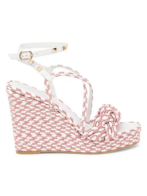 Valentino Garavani Rockstud 115MM Geometric Espadrille Wedge Sandals