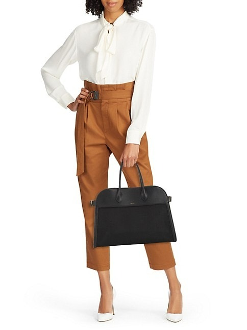 The Row Soft Margaux 15 Canvas & Leather Satchel