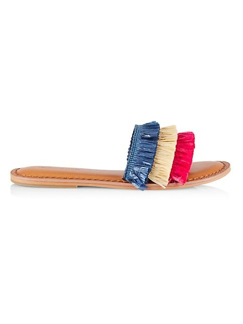 Vineyard Vines Layered Raffia Fringe Slides