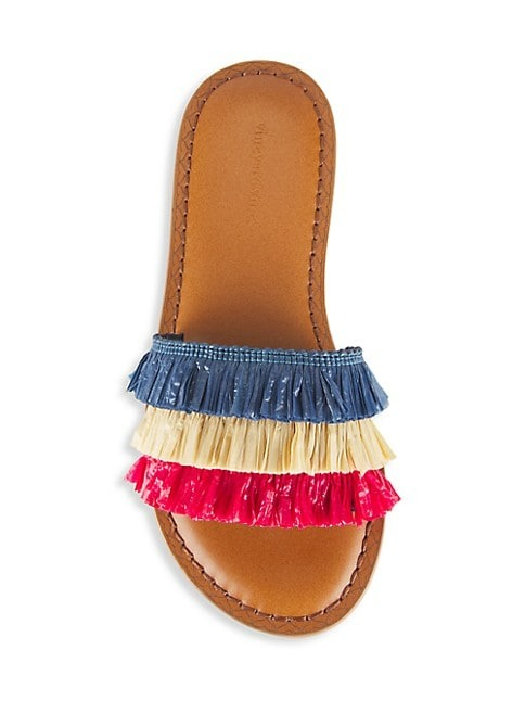 Vineyard Vines Layered Raffia Fringe Slides