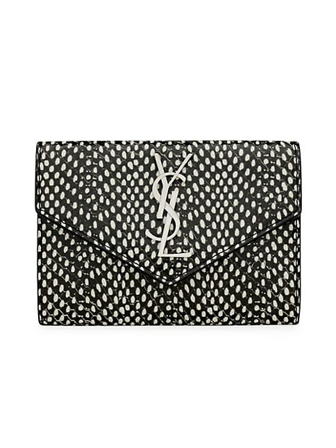 Saint Laurent Cassandre Envelope Wallet in Python-Embossed Leather