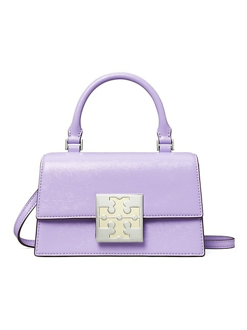 Tory Burch Mini Bon Bon Patent Leather Top-Handle Bag - Lavender