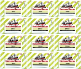 Fisherman's Friend Sugar Free Refreshing Citrus Flavor Cough Lozenges - 25g - 12'li Paket