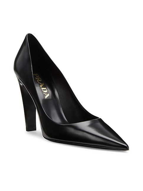 Prada 100MM Leather Pointed-Toe Pumps