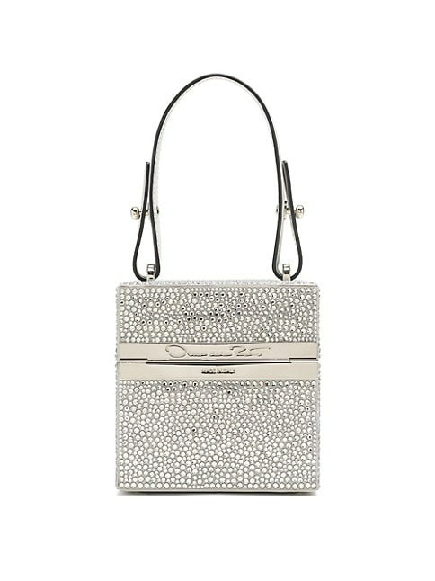 Oscar de la Renta Alibi Crystal Satin Cube Top-Handle Bag