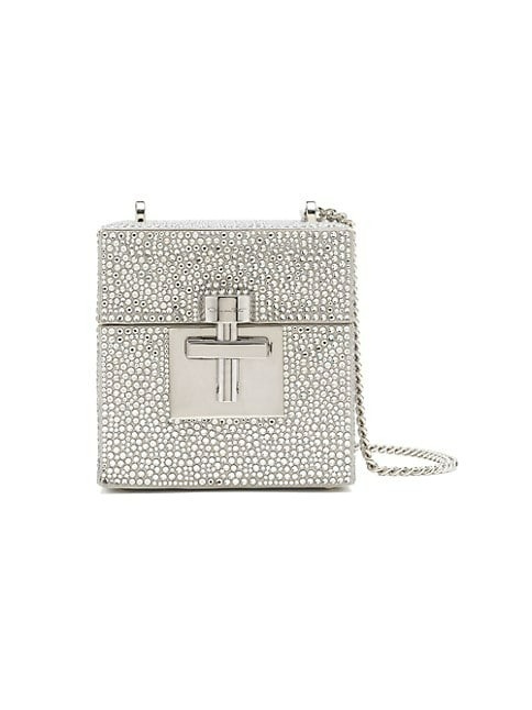 Oscar de la Renta Alibi Crystal Satin Cube Top-Handle Bag