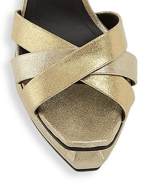 Balmain Metallic Leather Platform Sandals