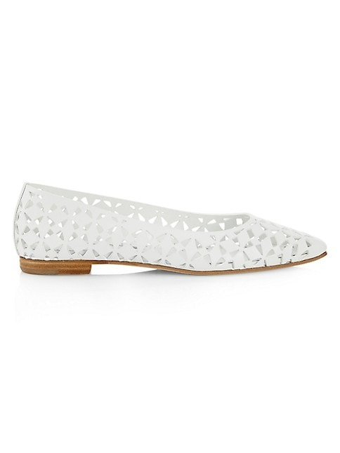 Manolo Blahnik Gelista Laser-Cut Leather Ballet Flats