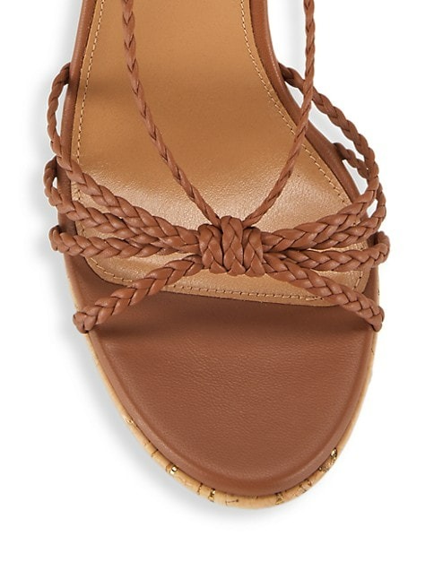 Aquazzura Havana 110MM Braided Leather Wedge Sandals