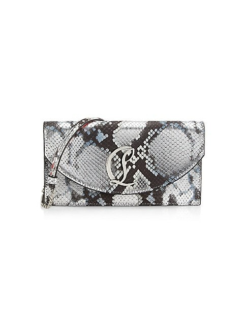 Christian Louboutin Small Cabarock Snake-Embossed Leather Clutch-On-Chain