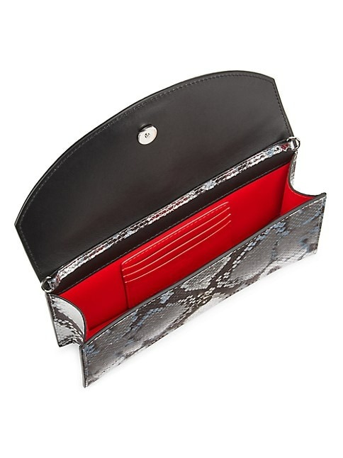 Christian Louboutin Small Cabarock Snake-Embossed Leather Clutch-On-Chain